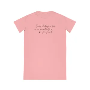 Every Challenge I Face, Women's Spinner T-Shirt Dress, Printed