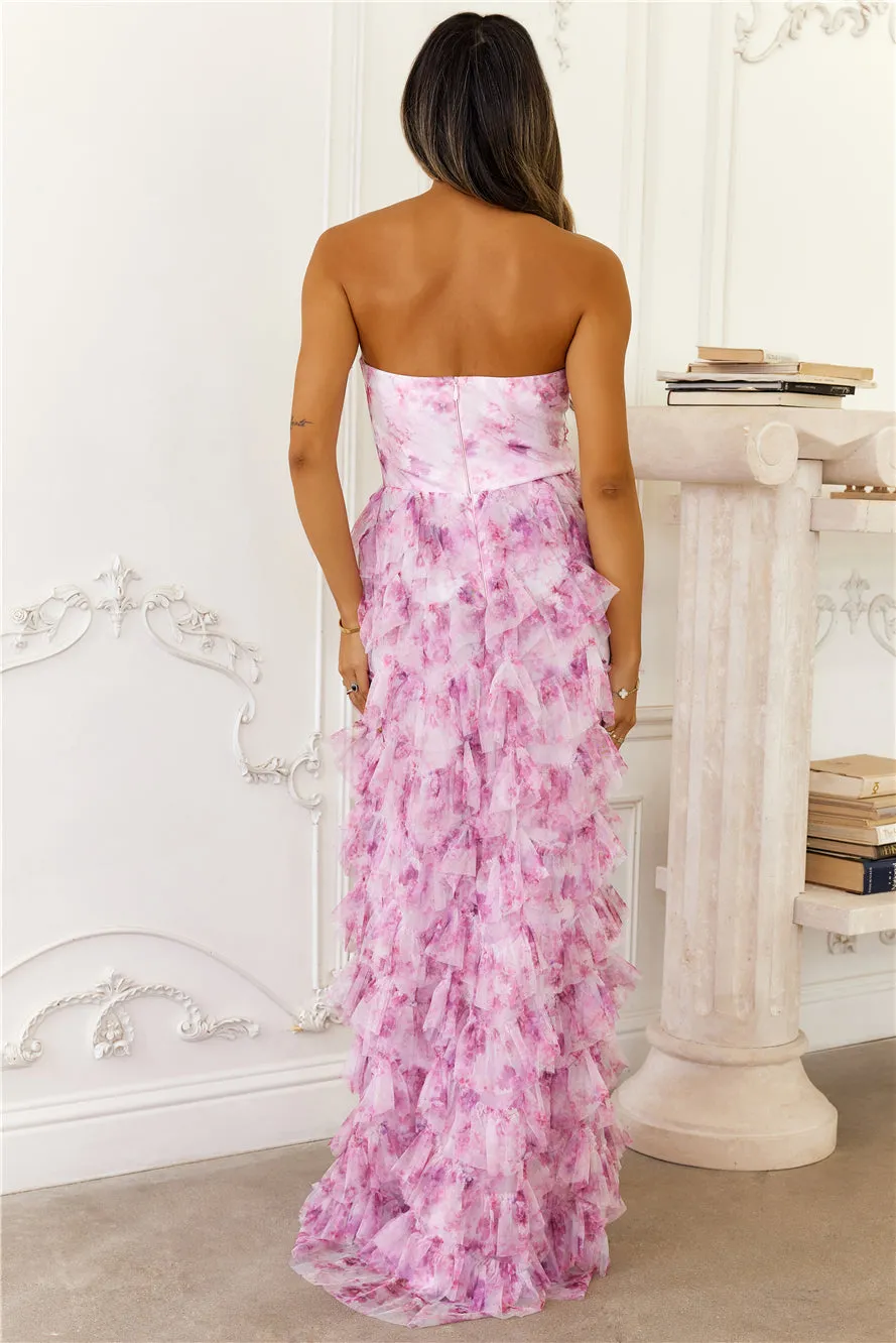 Festival Of You Strapless Tulle Maxi Dress Fuchsia