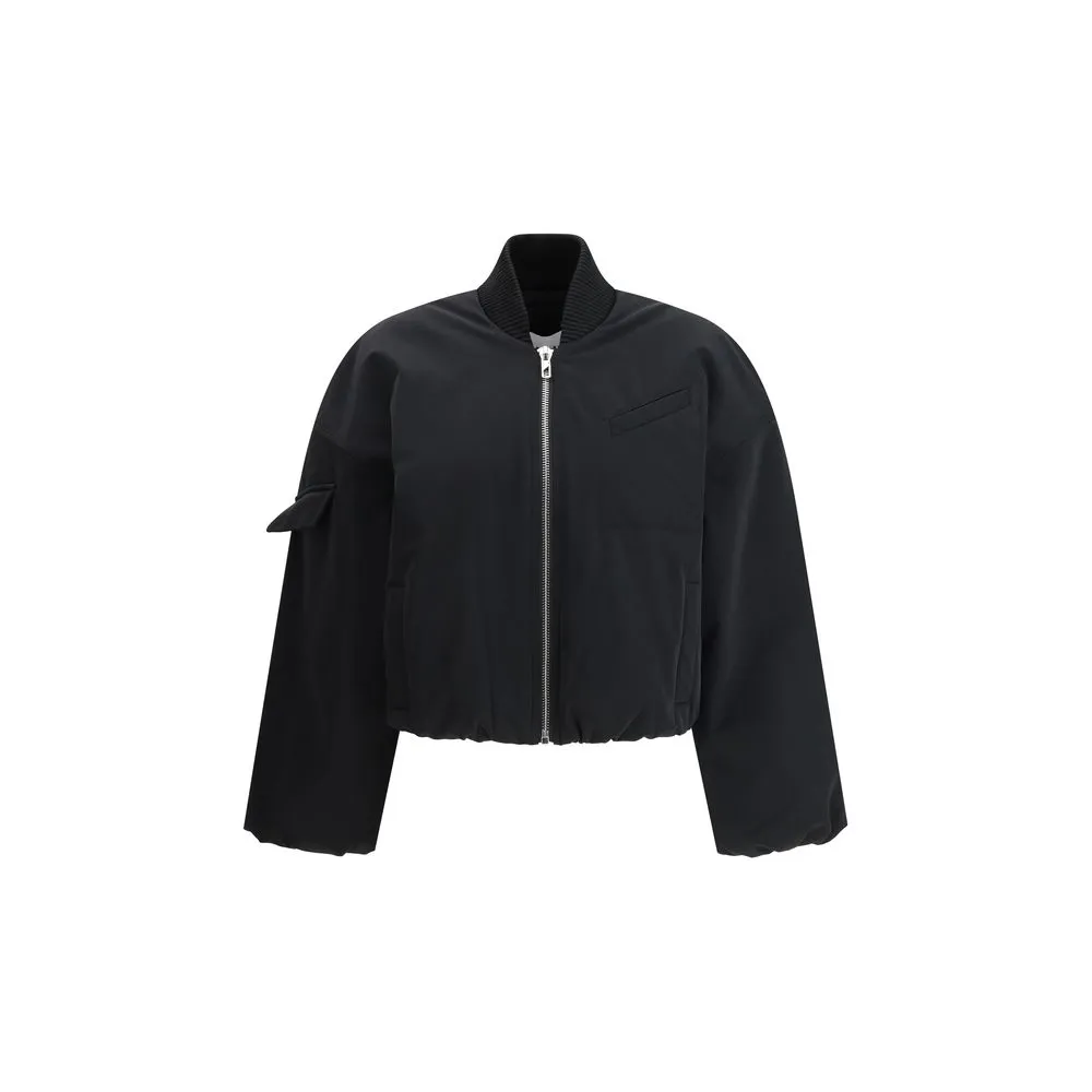 Ganni Light Twill Oversized Short Bomber Jacke