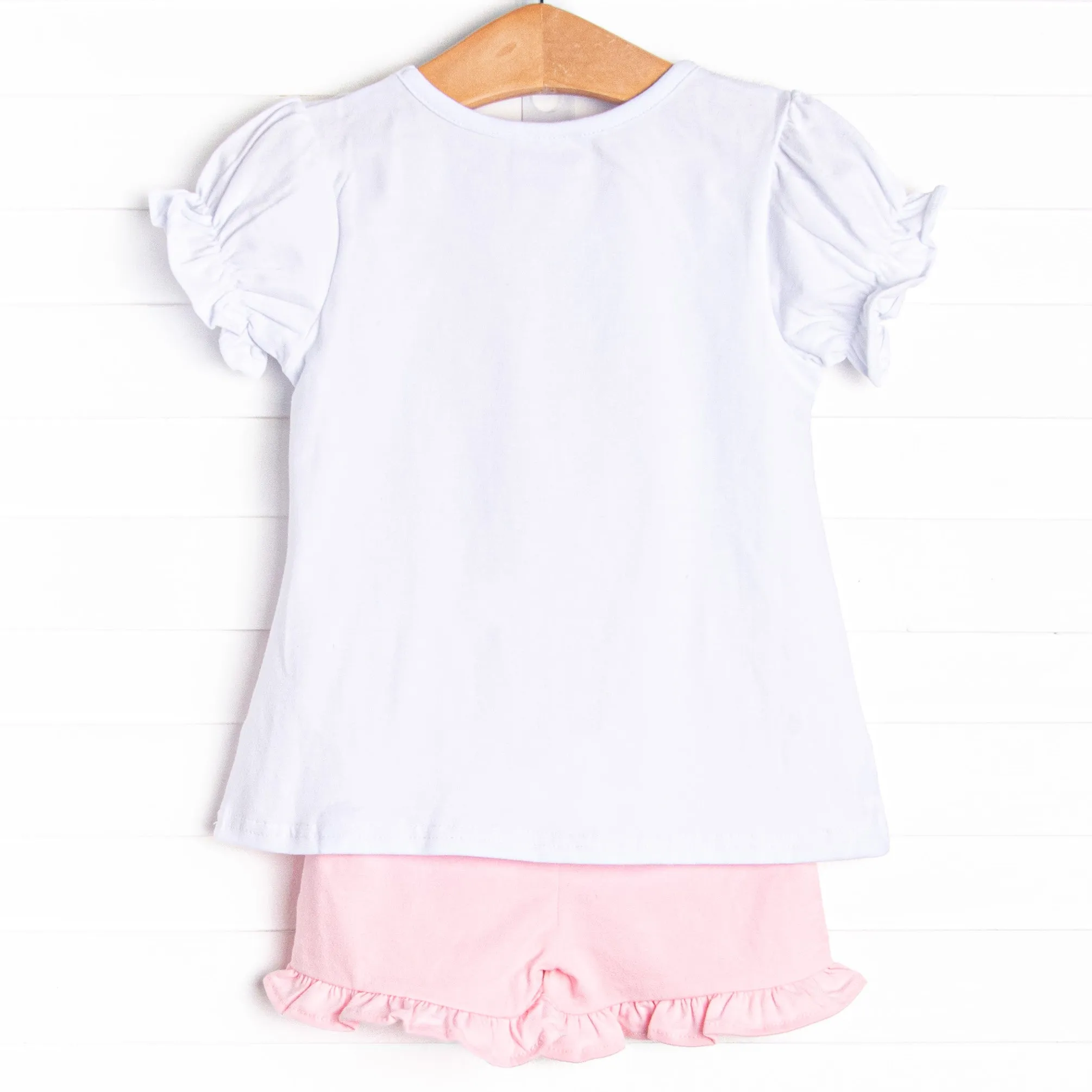 Garden Chick Applique Short Set, Pink