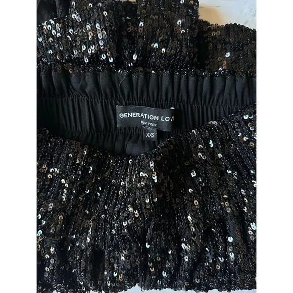 Generation Love Elise Sequin Shorts XXS Black
