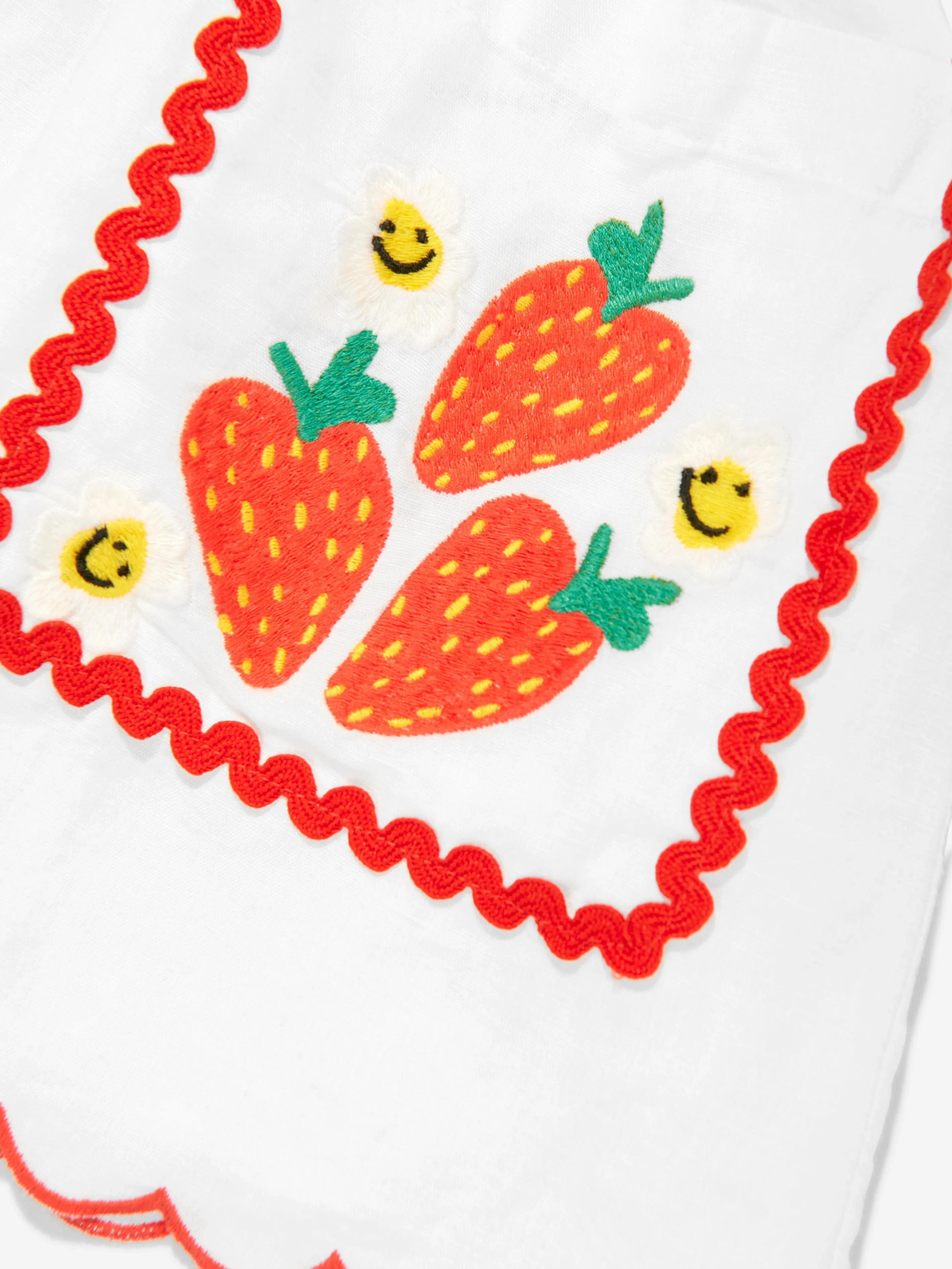 Girls Linen Strawberry Skirt in Ivory