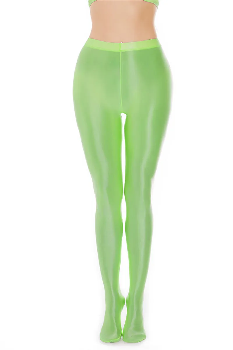 Glossy High-Rise Seamless Leg-Shaping Satin Finish Tights