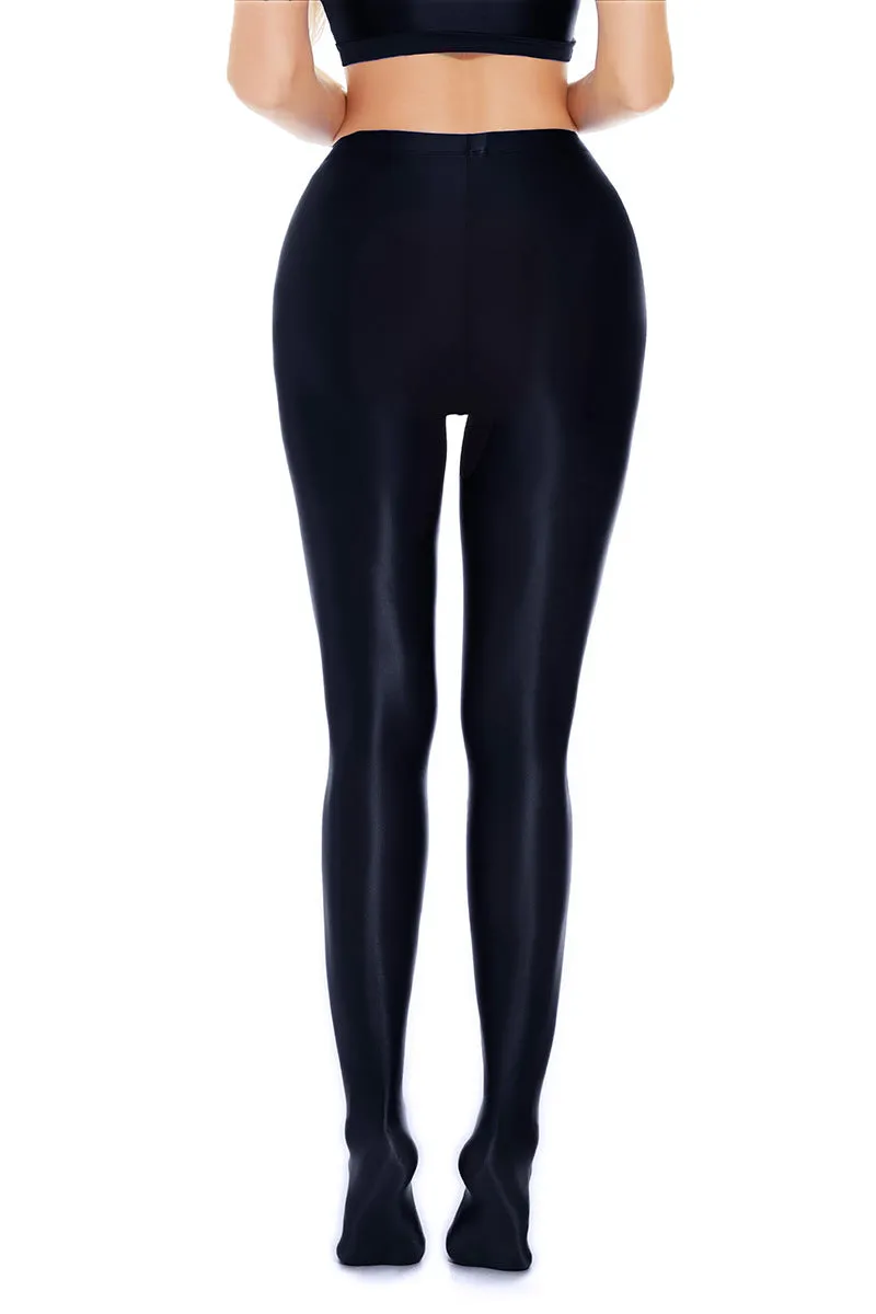 Glossy High-Rise Seamless Leg-Shaping Satin Finish Tights