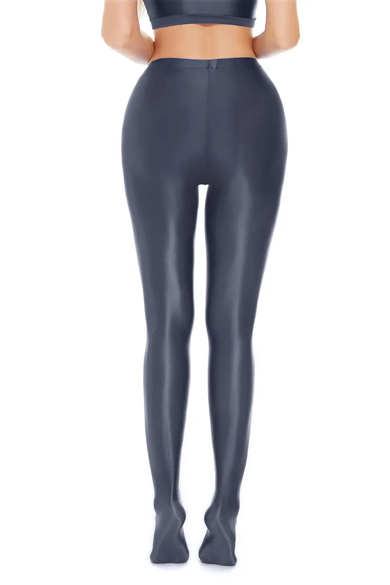 Glossy High-Rise Seamless Leg-Shaping Satin Finish Tights