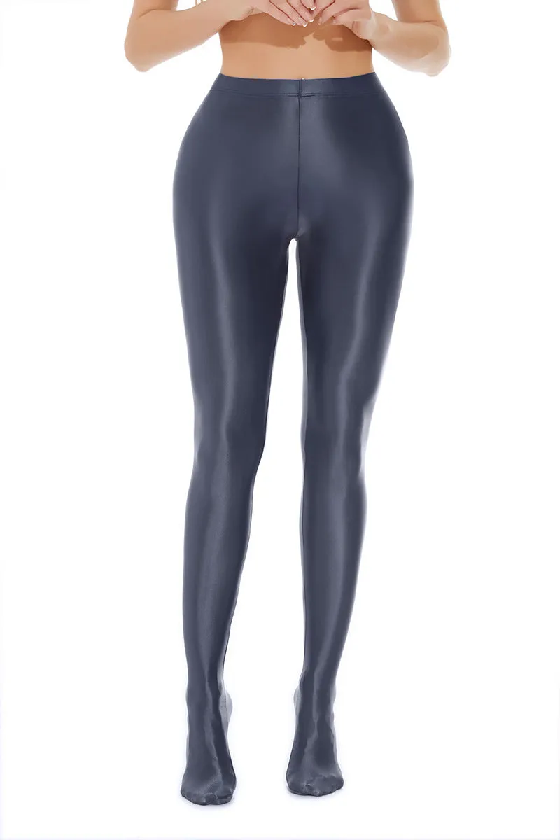 Glossy High-Rise Seamless Leg-Shaping Satin Finish Tights