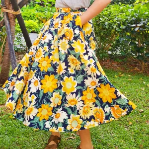 Golden Sunflower-Handmade Circle Skirt