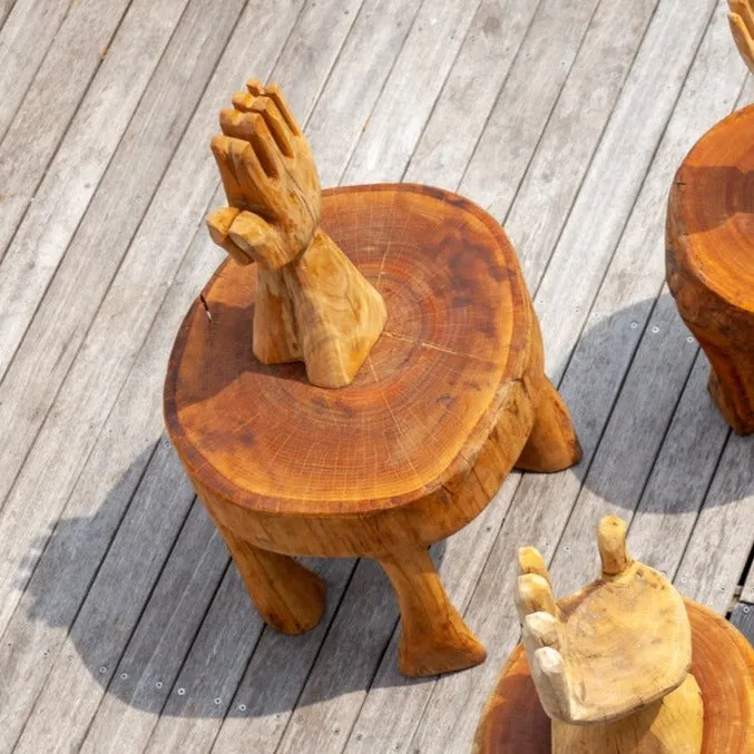 Gratitude Hands Natural Eucalyptus Wood Sculpture