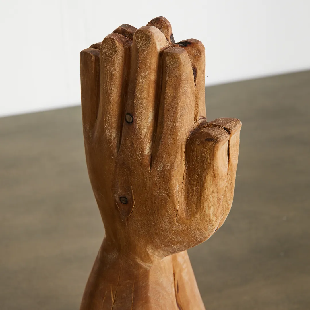 Gratitude Hands Natural Eucalyptus Wood Sculpture