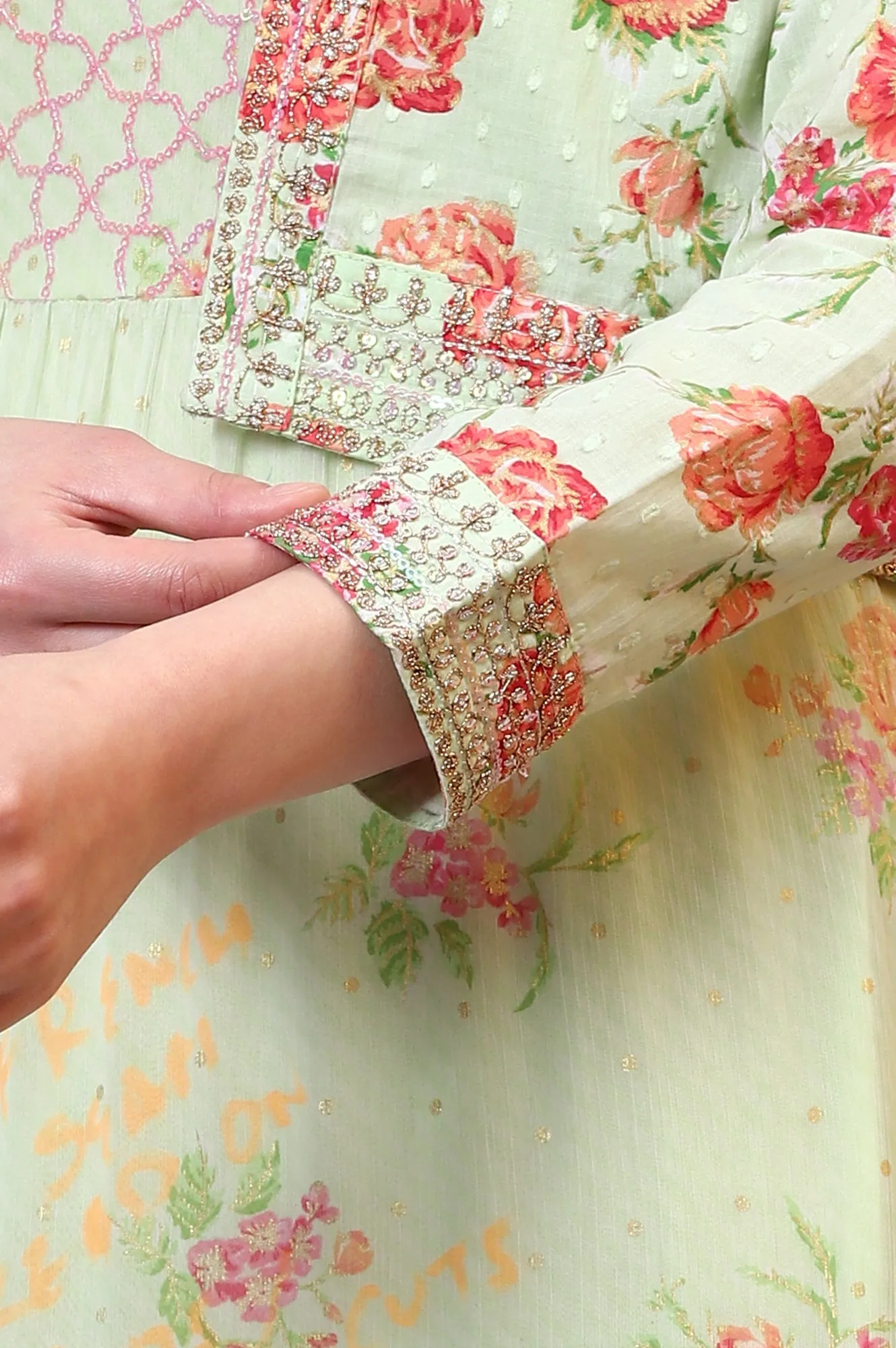 Green Floral Printed Tiered Spaghetti Dress and Short Jacket Set