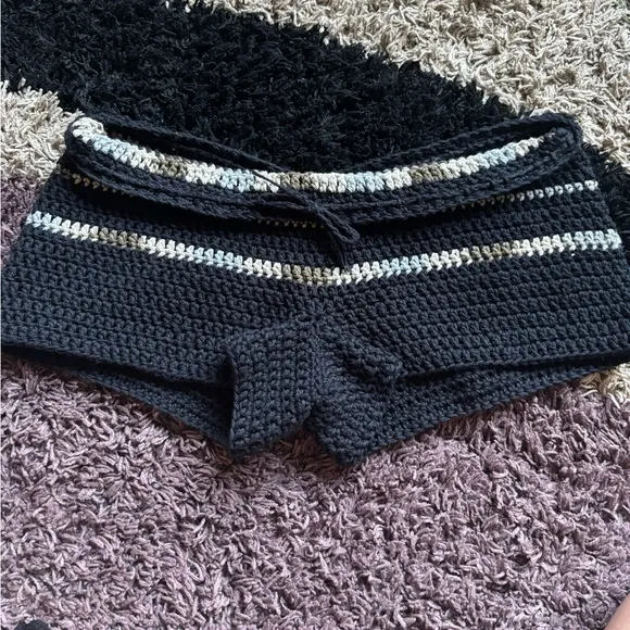 Handmade crochet shorts100% cotton Has a Draw string