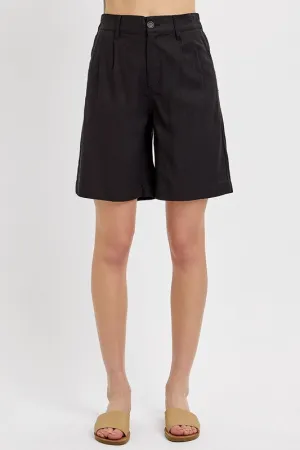 Hazel Blues® |  RISEN High Rise Pleated Front Shorts