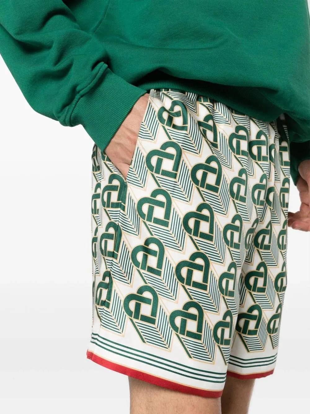 Heart Monogram Silk Shorts
