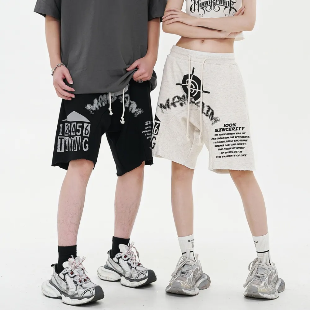 High Street Irregular Rolled Hem Sports Shorts