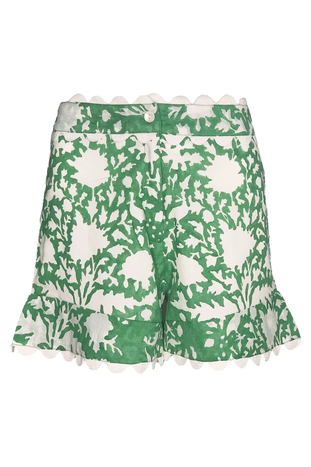 High Waisted Shorts in Palladio Block Green