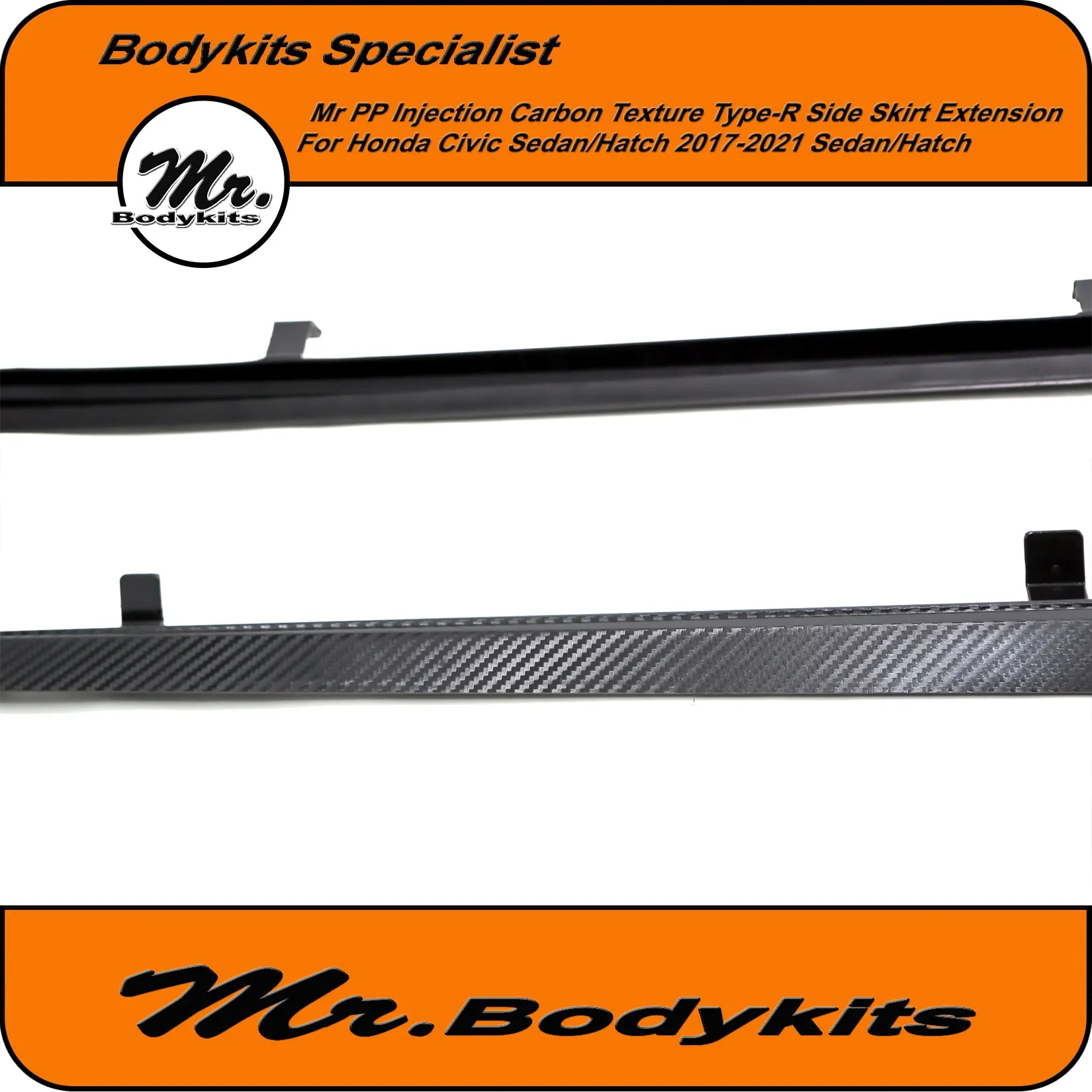 Honda Civic FC/FK 17-21 Hatch/Sedan 10th Gen Carbon Texture Type-R Side Skirt Extension