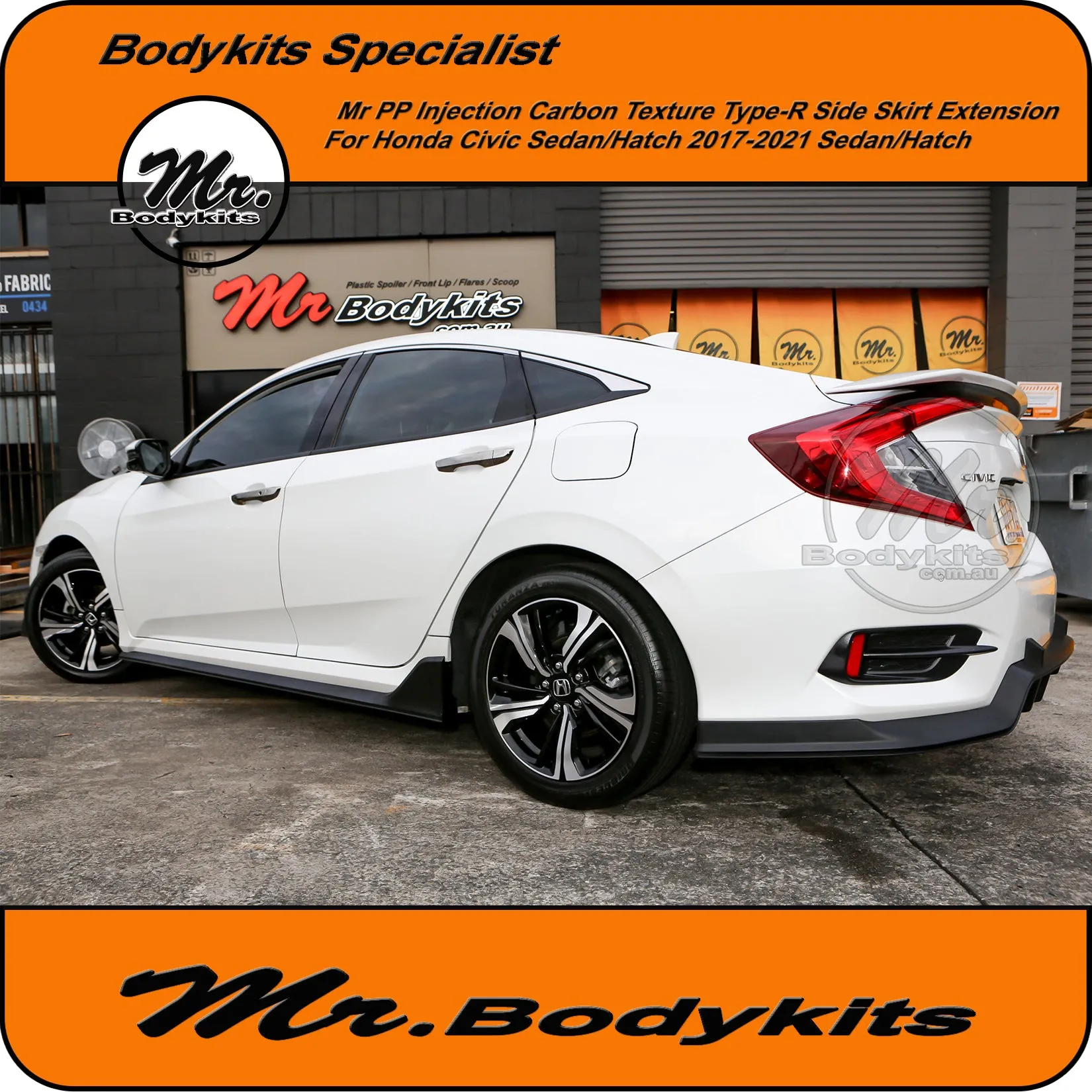 Honda Civic FC/FK 17-21 Hatch/Sedan 10th Gen Carbon Texture Type-R Side Skirt Extension