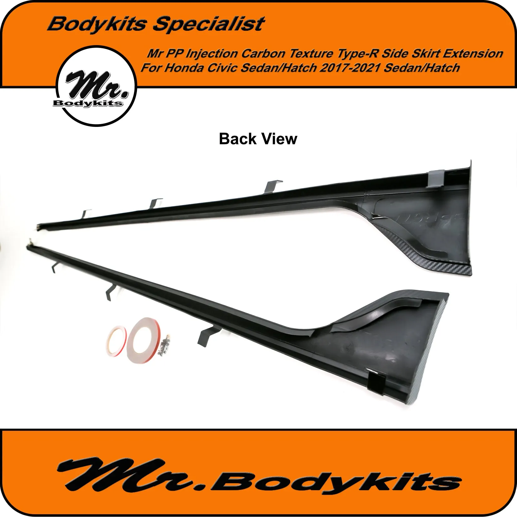 Honda Civic FC/FK 17-21 Hatch/Sedan 10th Gen Carbon Texture Type-R Side Skirt Extension