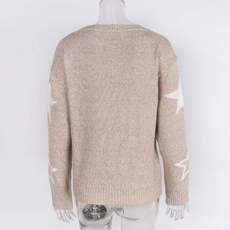 🍁Hot Sale 50% OFF🍁Women's Long-Sleeve Crew Neck Sweater with Star Pattern