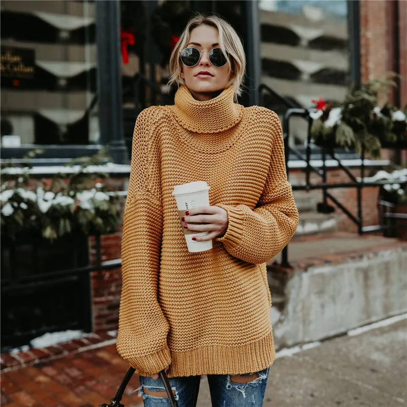 Hot Sale in Autumn and Winter 2023! Solid Color Knitted Sweater with Long Sleeves and High Neck for Women. C-241031-5