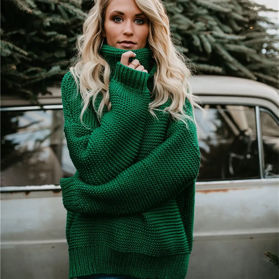 Hot Sale in Autumn and Winter 2023! Solid Color Knitted Sweater with Long Sleeves and High Neck for Women. C-241031-5