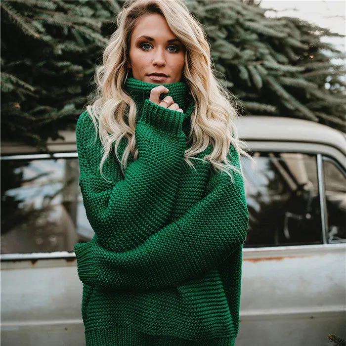 Hot Sale in Autumn and Winter 2023! Solid Color Knitted Sweater with Long Sleeves and High Neck for Women. C-241031-5