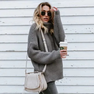 Hot Sale in Autumn and Winter 2023! Solid Color Knitted Sweater with Long Sleeves and High Neck for Women. C-241031-5