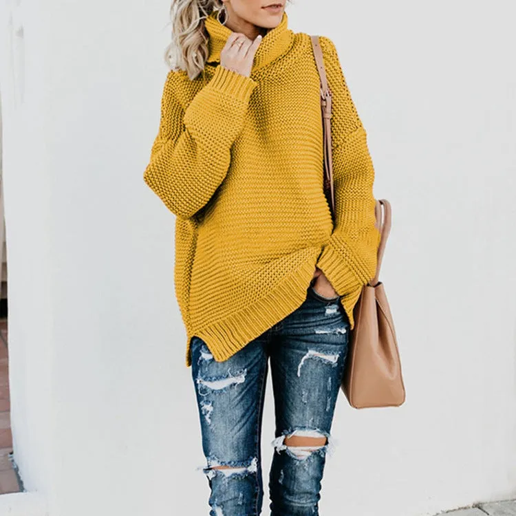 Hot Sale in Autumn and Winter 2023! Solid Color Knitted Sweater with Long Sleeves and High Neck for Women. C-241031-5