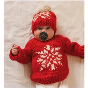 Huggalugs - Snowflake Red Crew Neck Sweater For Baby & Toddler
