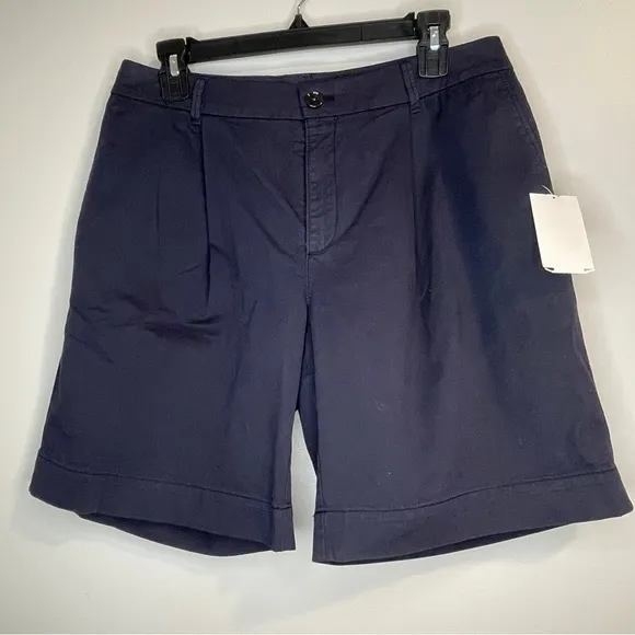 Hugo Boss Navy Twill Flat Front Shorts Size 8