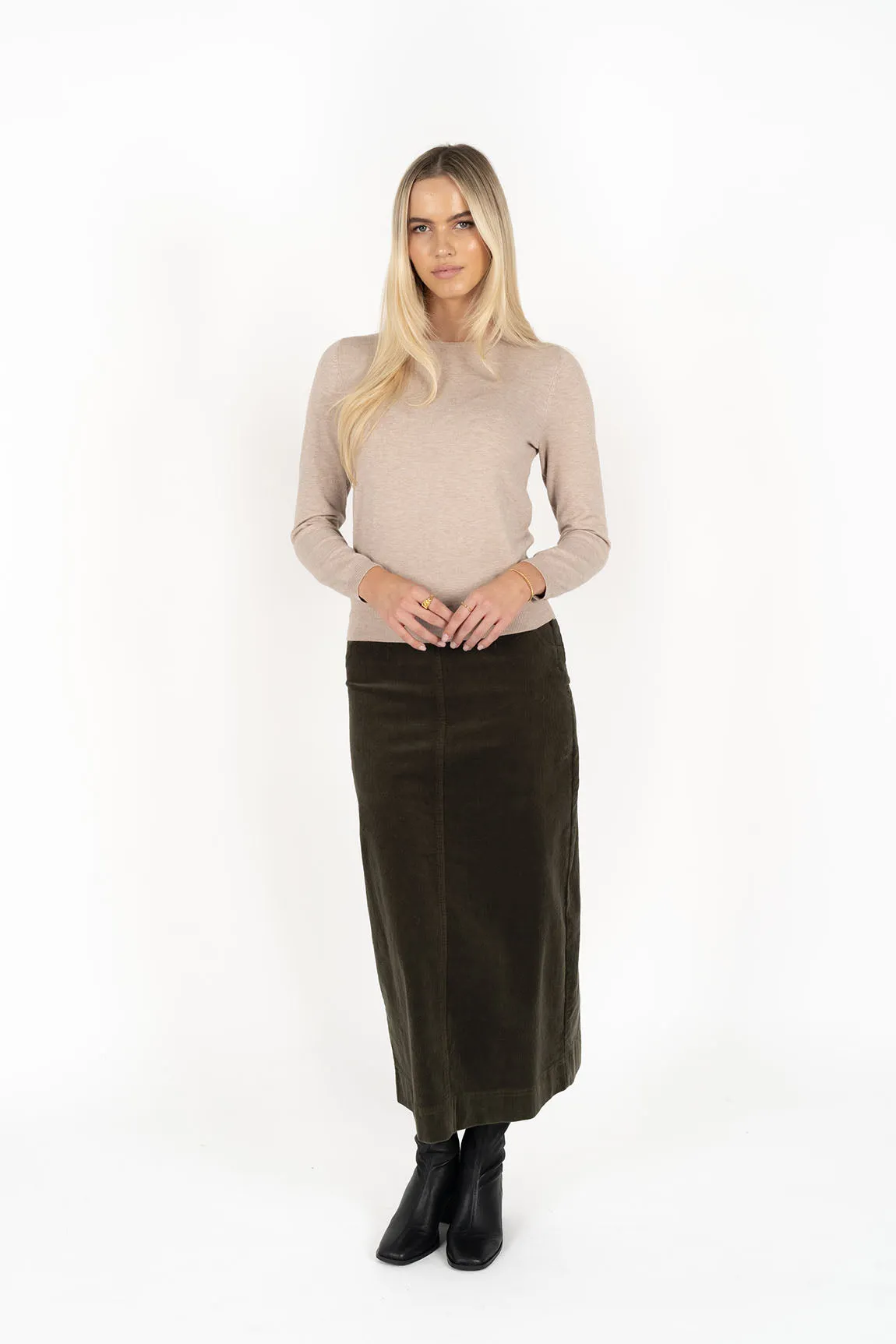 Humidity Billie Cord Skirt - Moss