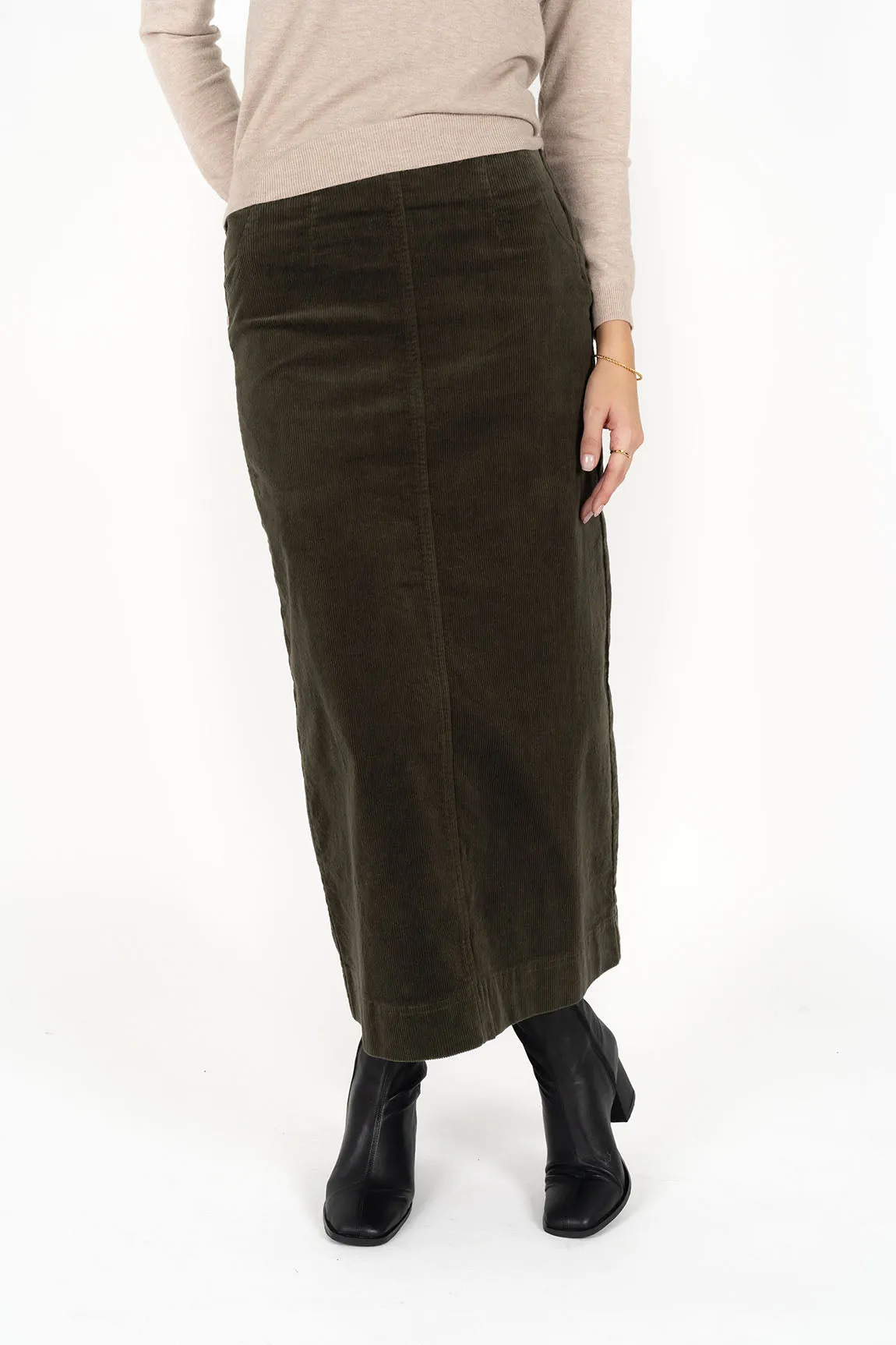 Humidity Billie Cord Skirt - Moss