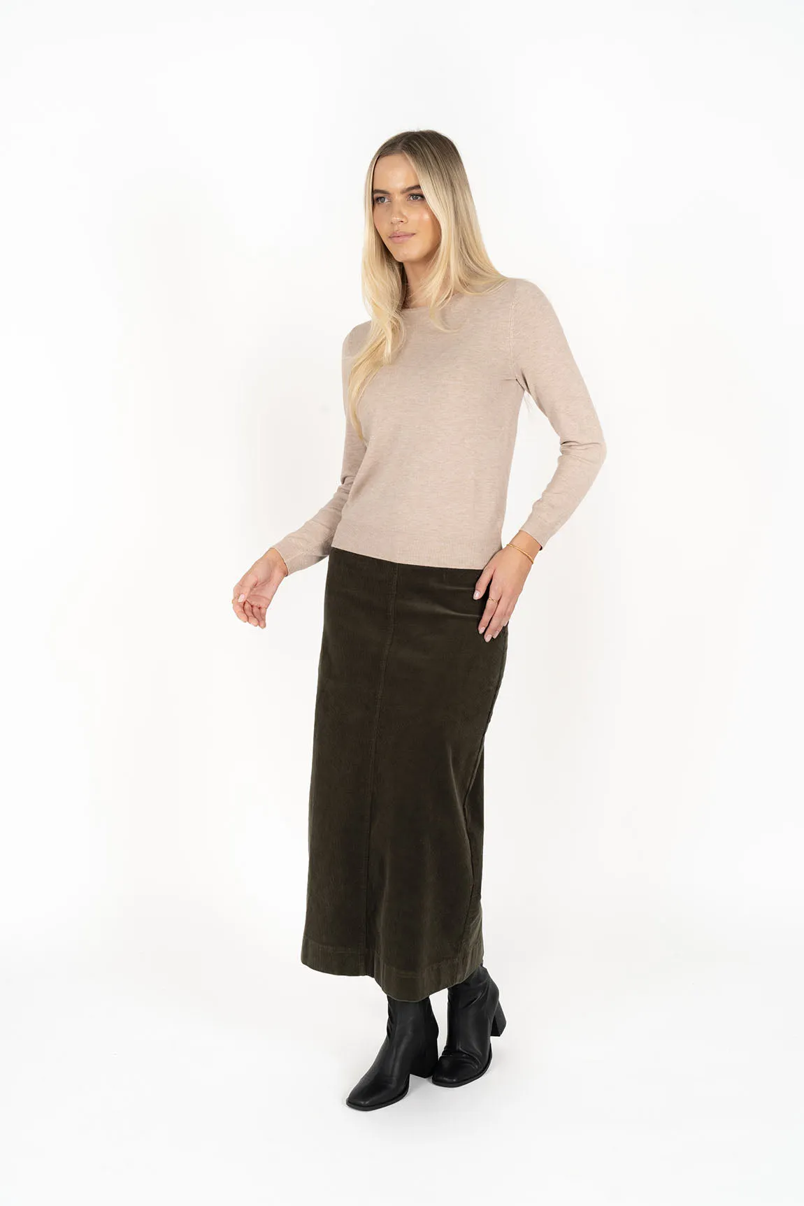 Humidity Billie Cord Skirt - Moss
