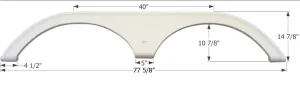 Icon 01775 Fender Skirt; Tandem Axle Fits Various Thor Brands Including Citation; 77-5/8 Inch Length x 14-7/8 Inch Height; Polar White