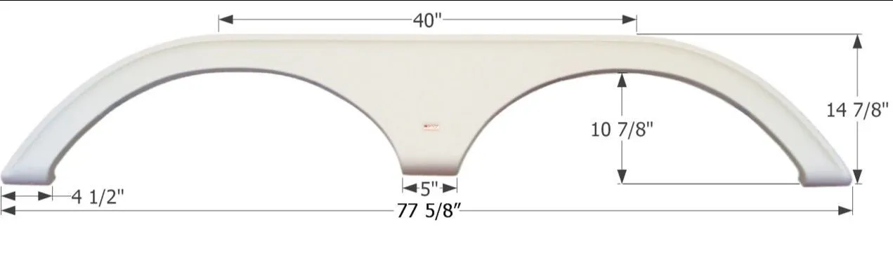 Icon 01775 Fender Skirt; Tandem Axle Fits Various Thor Brands Including Citation; 77-5/8 Inch Length x 14-7/8 Inch Height; Polar White