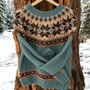 Ila - Vintage Icelandic knitted jacquard sweater