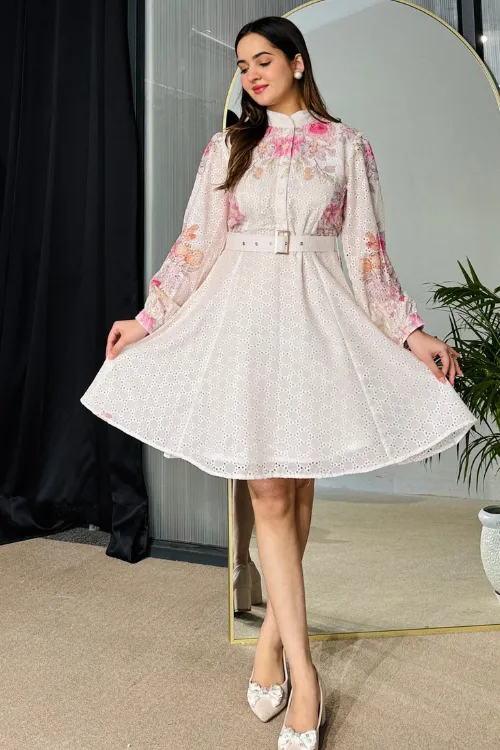 Ivory Petals Midi Dress