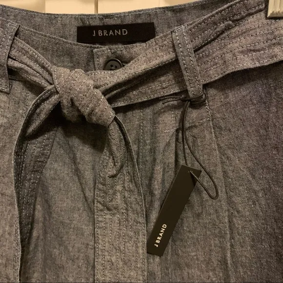 J Brand Tie Waist Pleated Shorts Chambray