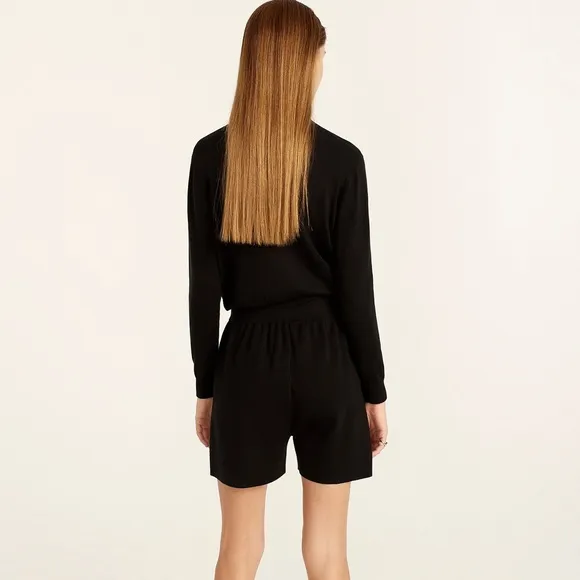 J CREW SILK BLEND SWEATER SHORTS BLACK DRAWSTRING NWT SZ MED
