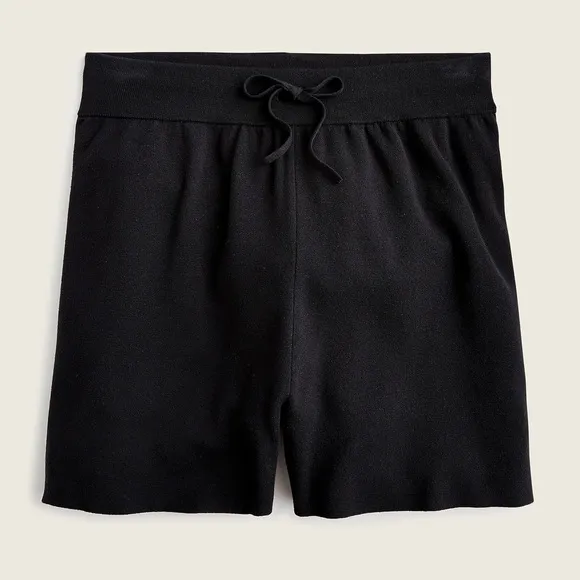 J CREW SILK BLEND SWEATER SHORTS BLACK DRAWSTRING NWT SZ MED