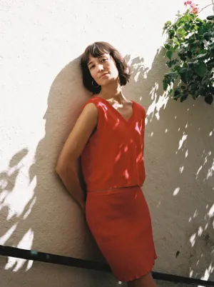 janet knit skirt in poppy red