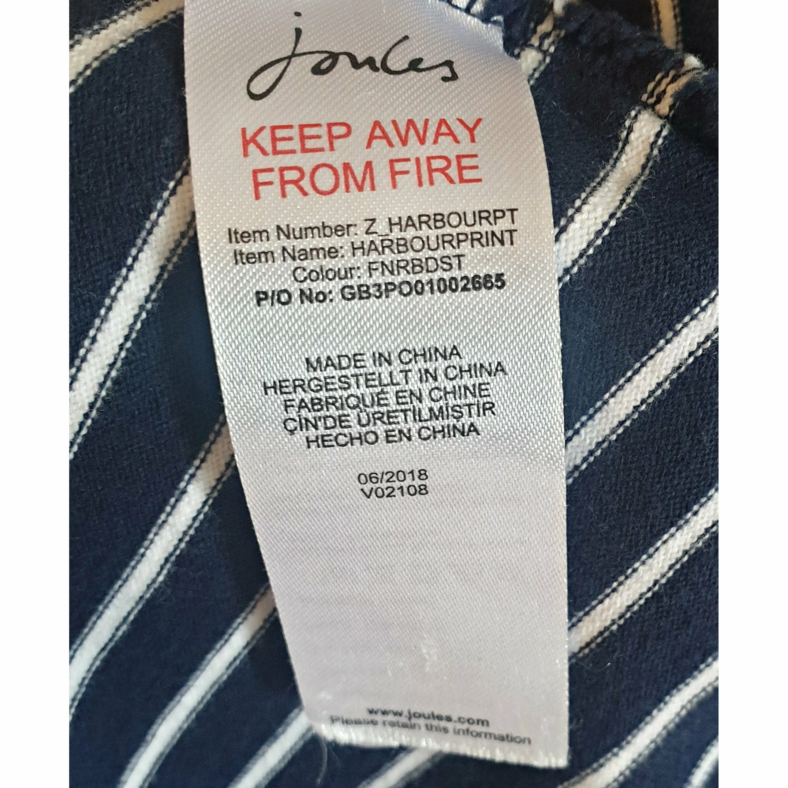 Joules Clothing pre-owned classic long sleeve striped top with rose detail size XL (best fits 14-16)