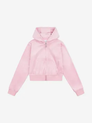 Juicy Couture Girls Diamante Logo Zip Up Top in Pink