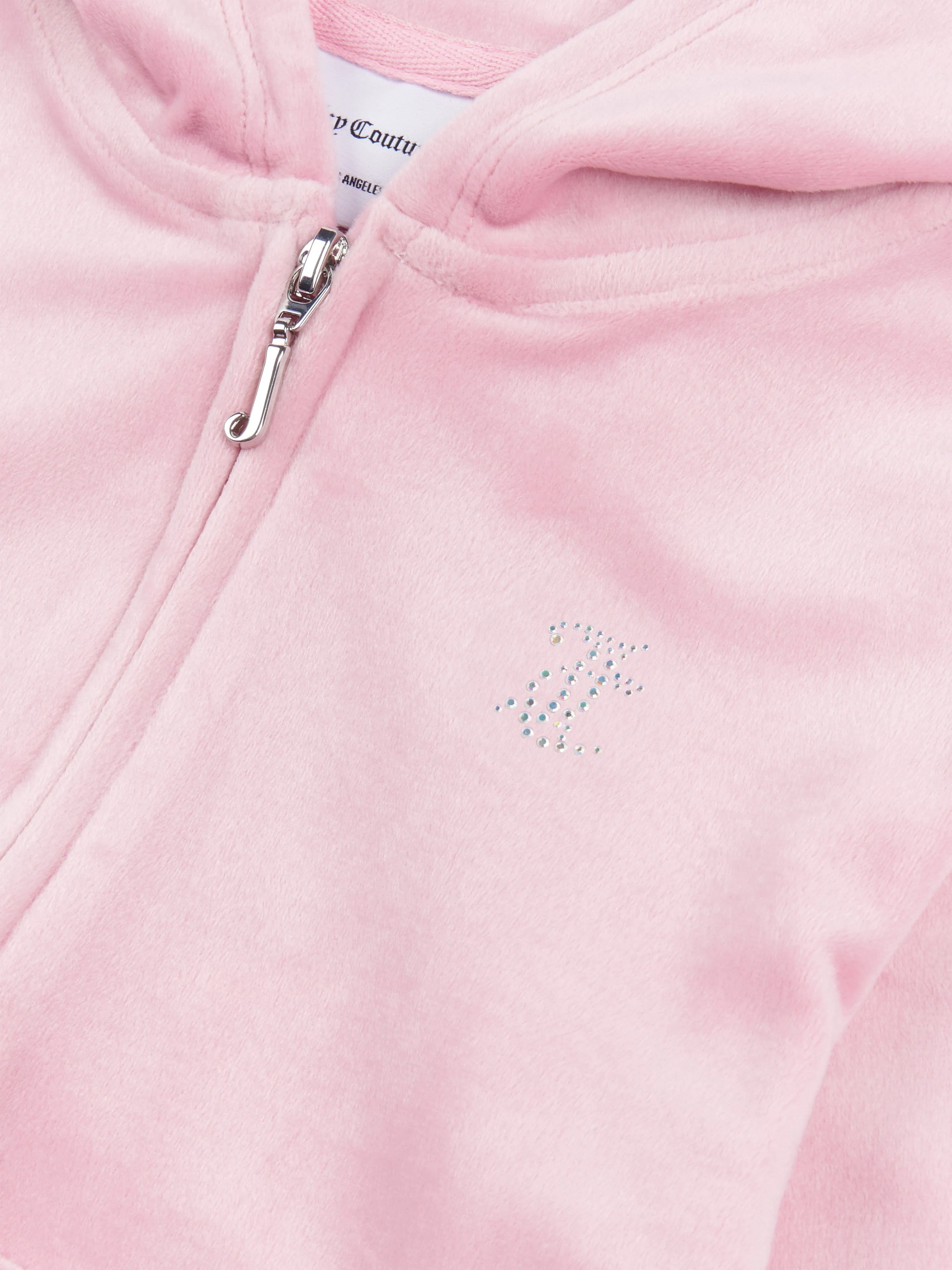 Juicy Couture Girls Diamante Logo Zip Up Top in Pink