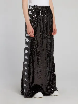 Kappa Black Sequin Maxi Skirt