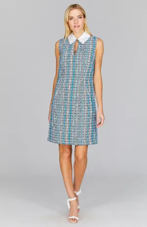 Kyoto Tweed Sleeveless Collared Fitted Dress
