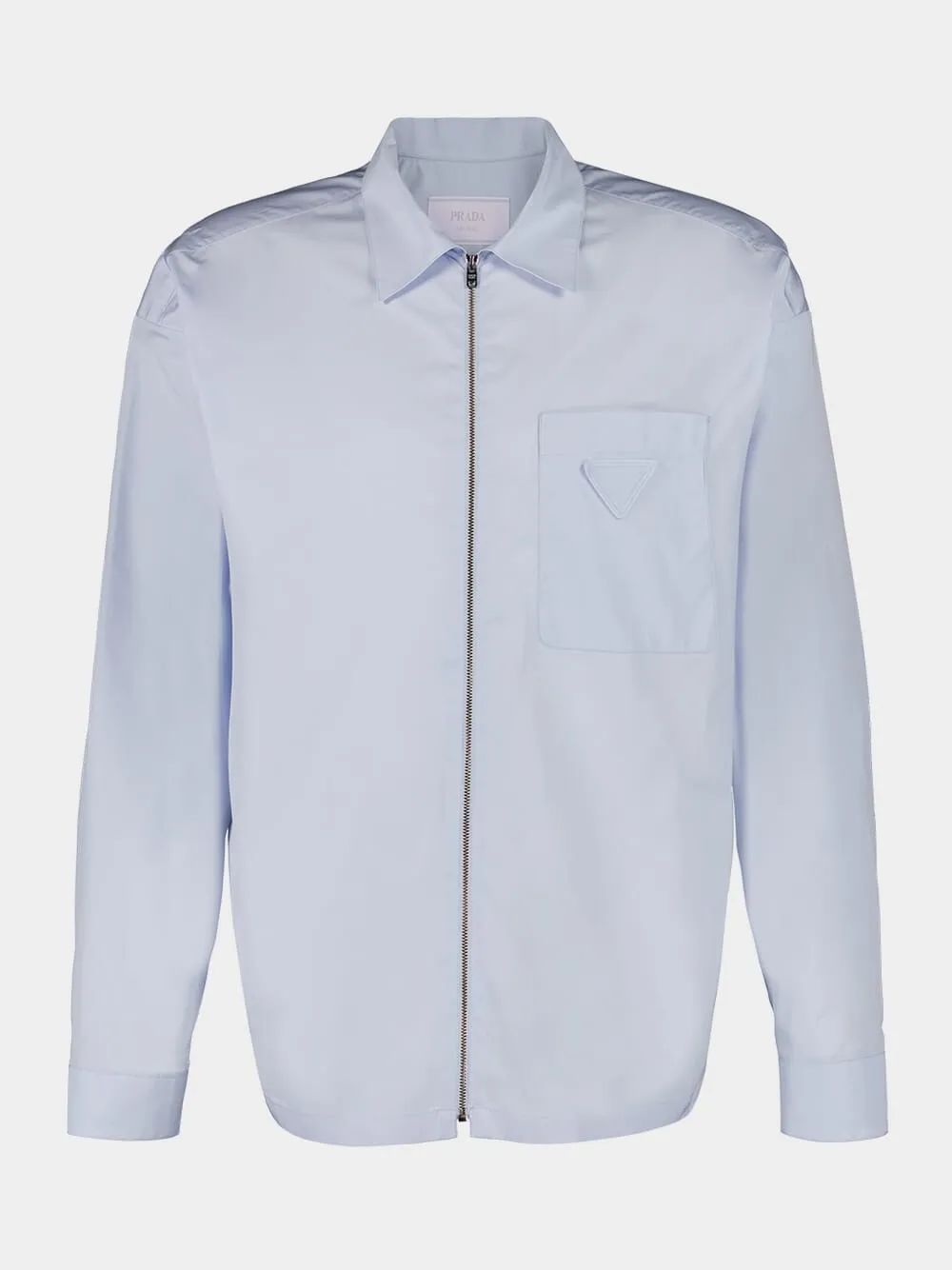 Light Blue Poplin Shirt with Zipper