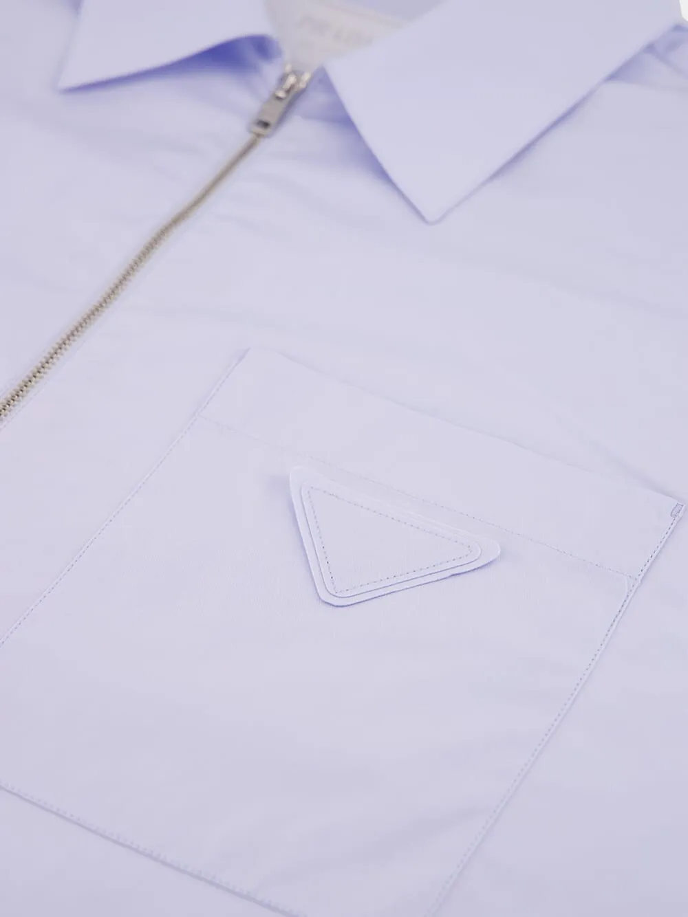 Light Blue Poplin Shirt with Zipper