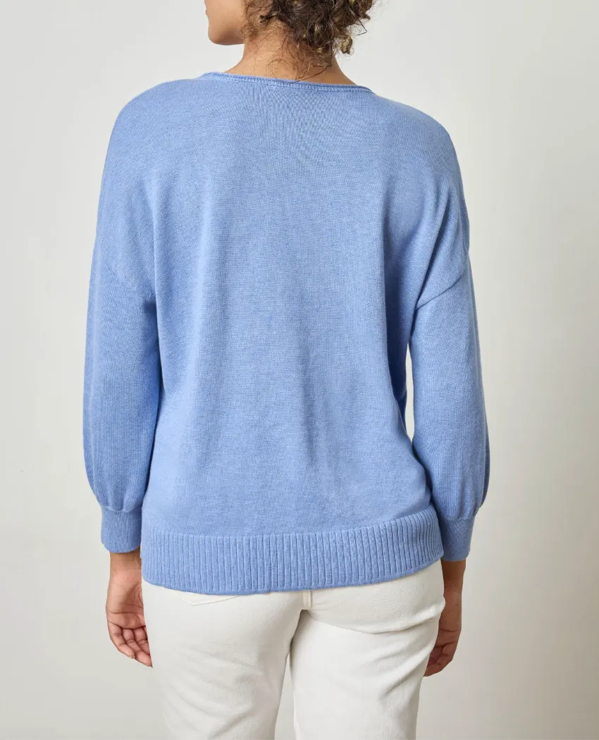 LILLA P 3/4 SLEEVE DROP SHOULDER SWEATER