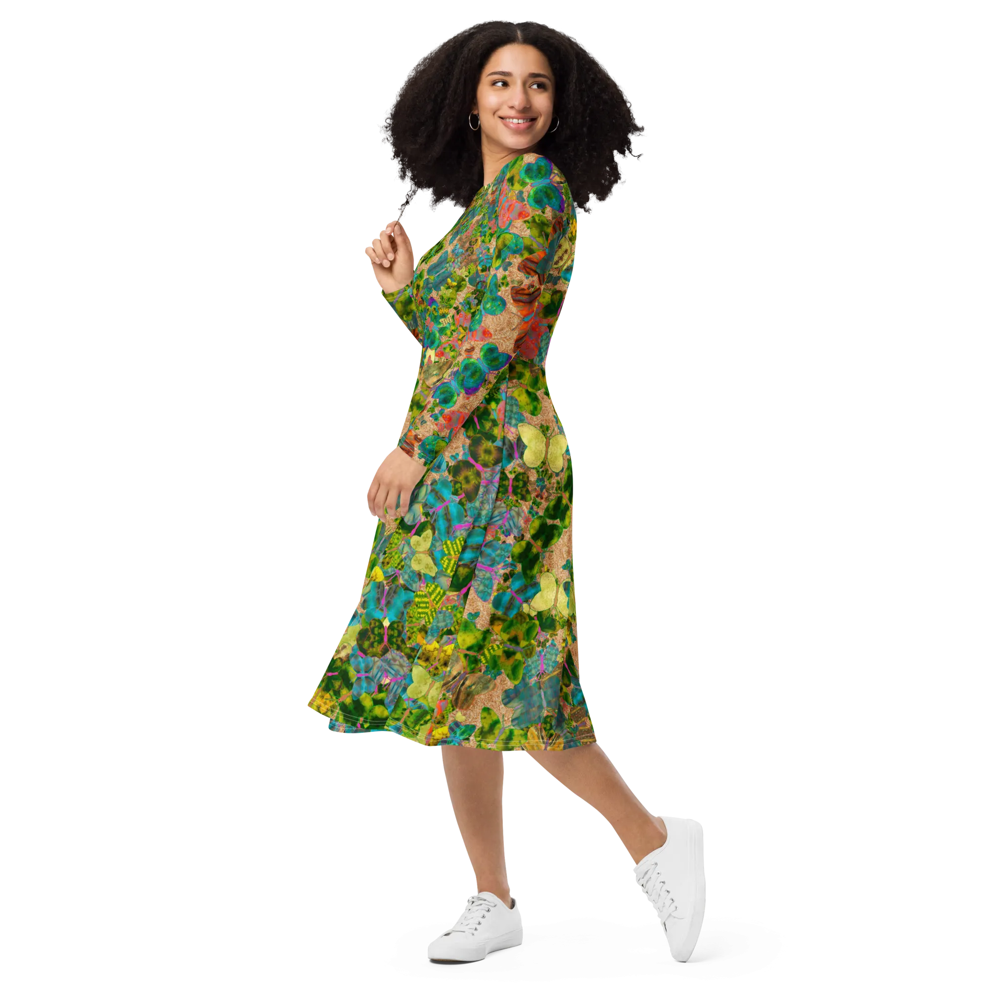 Long Sleeve Midi Dress (Her/Muliebris)(Butterfly Glade Ouroboros Smith Fabric) RJSTHS2022 RJS